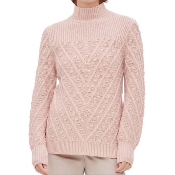 Calvin Klein Blush Mock Neck Knit Sweater - Picture 1 of 10